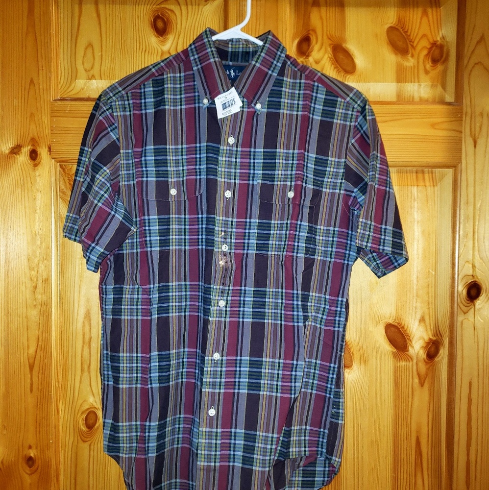 NWT Ralph Lauren Men's Button Up Shirt Small Plaid Red Brown